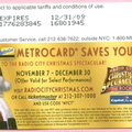 Radio City Christmas Spectacular 2008 Metrocard